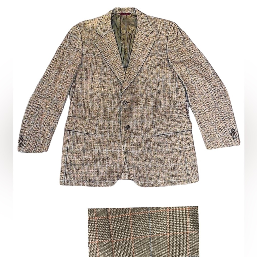 Hart Schaffner & Marx Heritage Collection Brown Plaid Suit Coat Size 44L